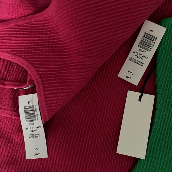 Watermelon sugar! Aritzia Sculpt Knit Gloss Green Tank + Eros Pink Dress NWT - Picture 7 of 7